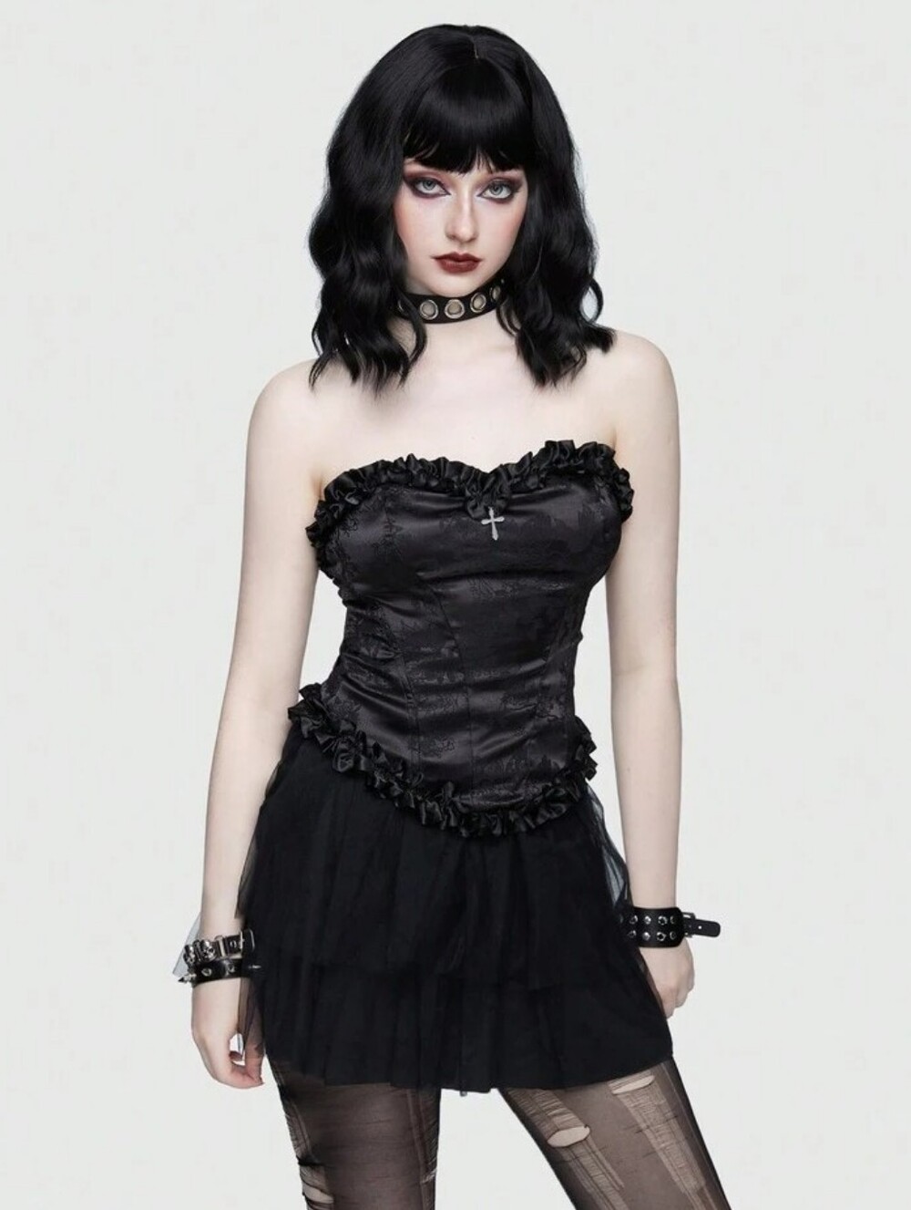 Gothic corset top and skirt set.